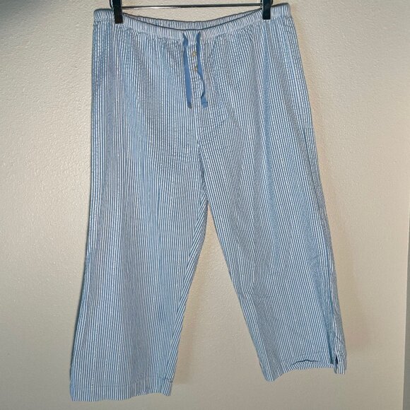 Fortuna Valentino Seersucker Capri Length Pajama‎ Pants Size M - Picture 2 of 7